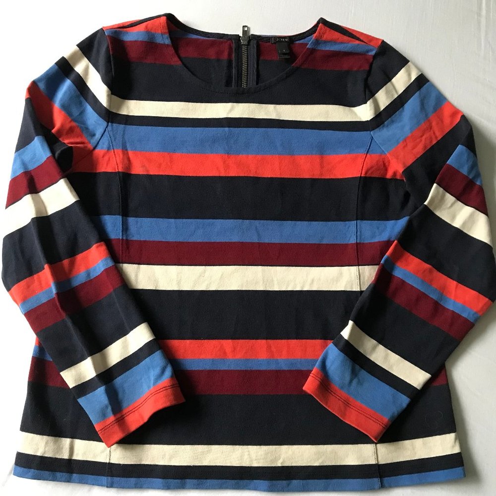 Vintage J Crew Striped Top, Back Zipper, Size S
